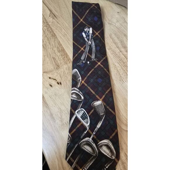 Stuart Ashley Men's Neck Tie Golf Multicolor 100% Silk USA Made - Picture 6 of 8